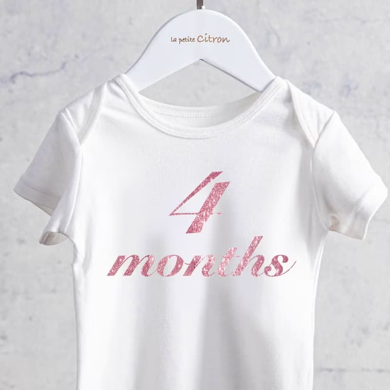 4months 四週歲 玫瑰粉燙金包屁衣  女寶專屬  新生兒週歲 生日