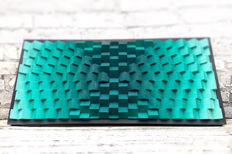 Teal Wood Wall Art - Ombre - Sound Diffuser - Acoustic Panel - Housewarming