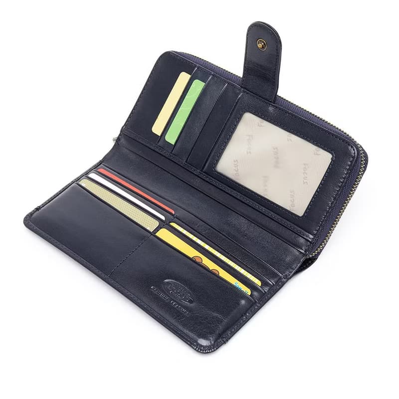 真皮女用長夾 / 大容量長夾拉鍊包 / 真皮長夾_藍/綠2色任選F3475