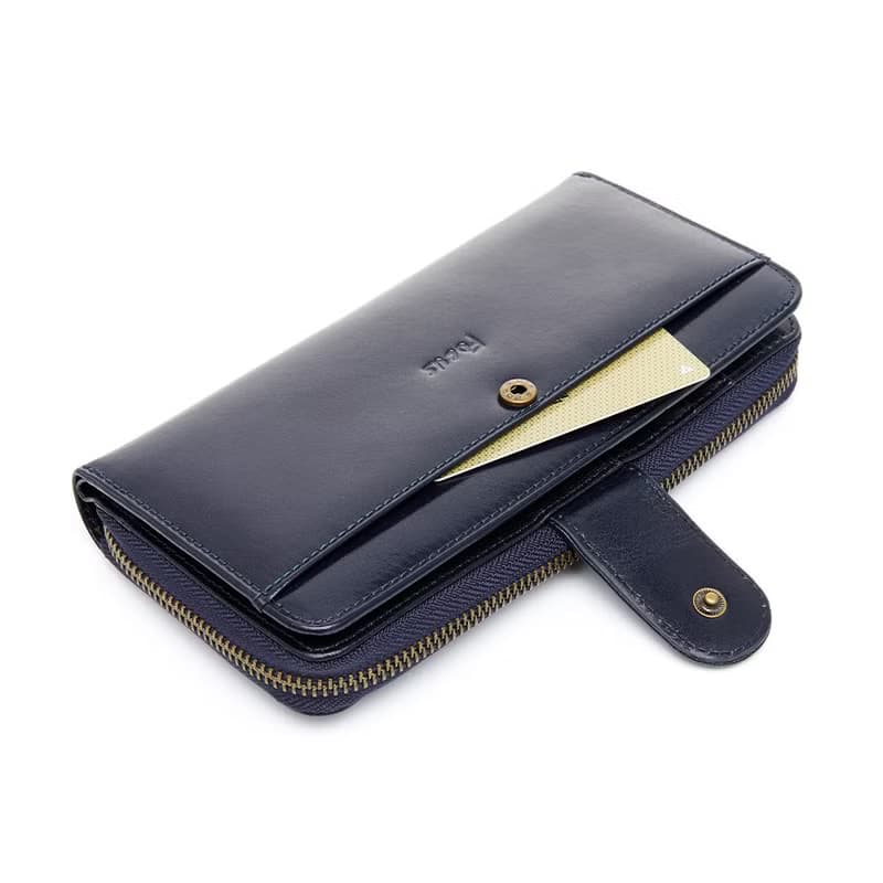 真皮女用長夾 / 大容量長夾拉鍊包 / 真皮長夾_藍/綠2色任選F3475