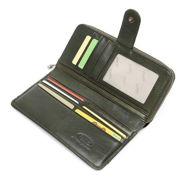 真皮女用長夾 / 大容量長夾拉鍊包 / 真皮長夾_藍/綠2色任選F3475