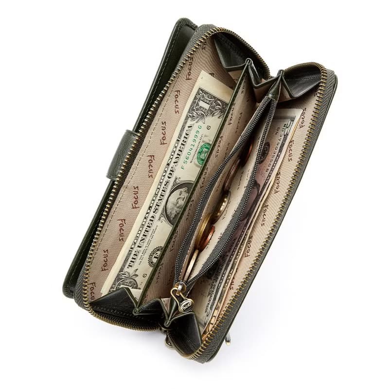 真皮女用長夾 / 大容量長夾拉鍊包 / 真皮長夾_藍/綠2色任選F3475