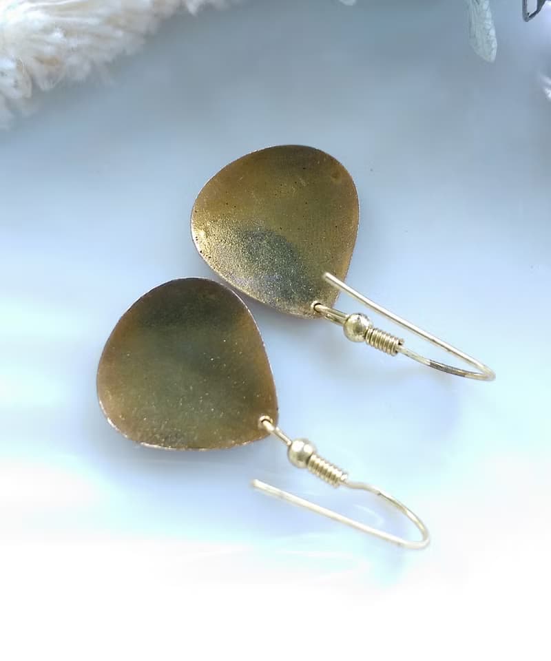 Vintage Jewelry  西洋古董飾品 景泰藍 紅底放射 耳勾 針式耳環