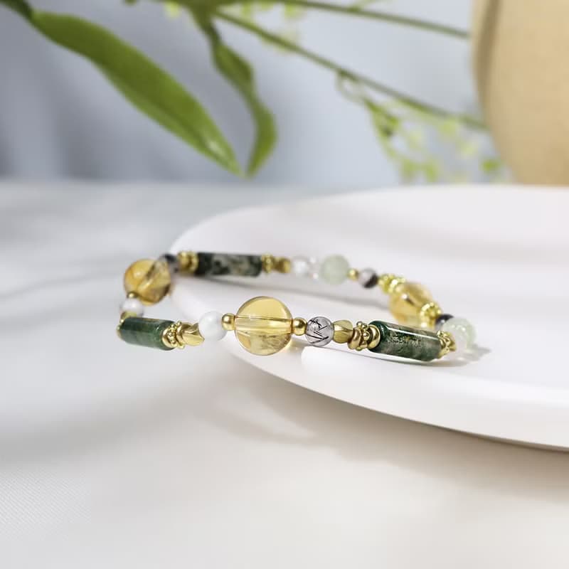 富裕森林 | A71水草瑪瑙黃水晶黑髮晶水晶手鍊