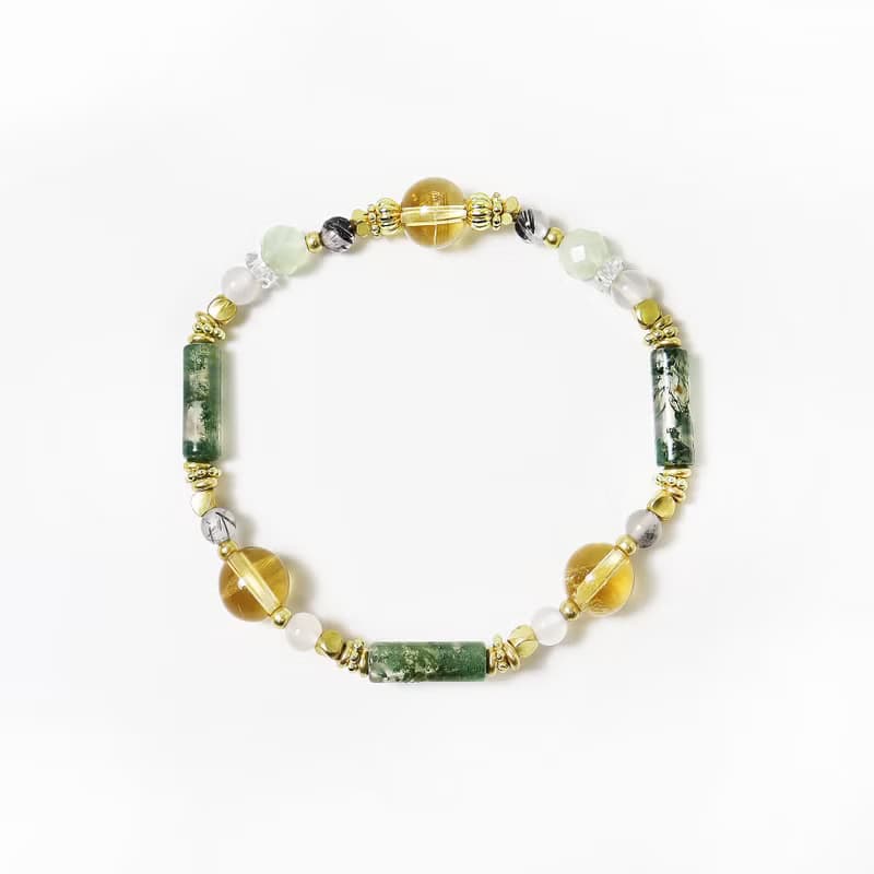 富裕森林 | A71水草瑪瑙黃水晶黑髮晶水晶手鍊