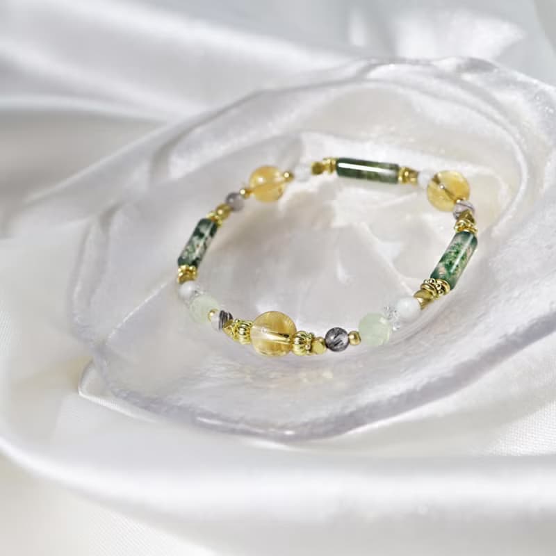 富裕森林 | A71水草瑪瑙黃水晶黑髮晶水晶手鍊