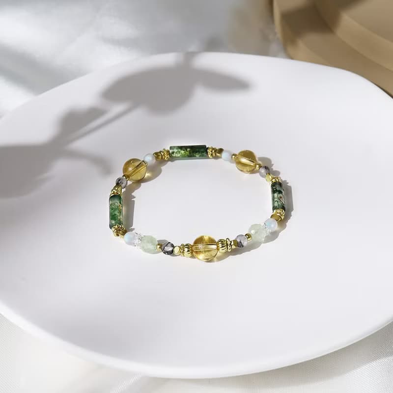 富裕森林 | A71水草瑪瑙黃水晶黑髮晶水晶手鍊