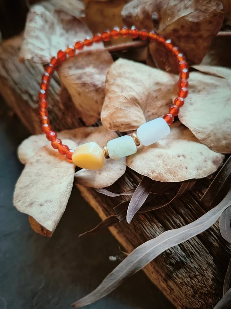 緬甸三彩隨形珠翡翠 紅瑪瑙串琺珠手鍊