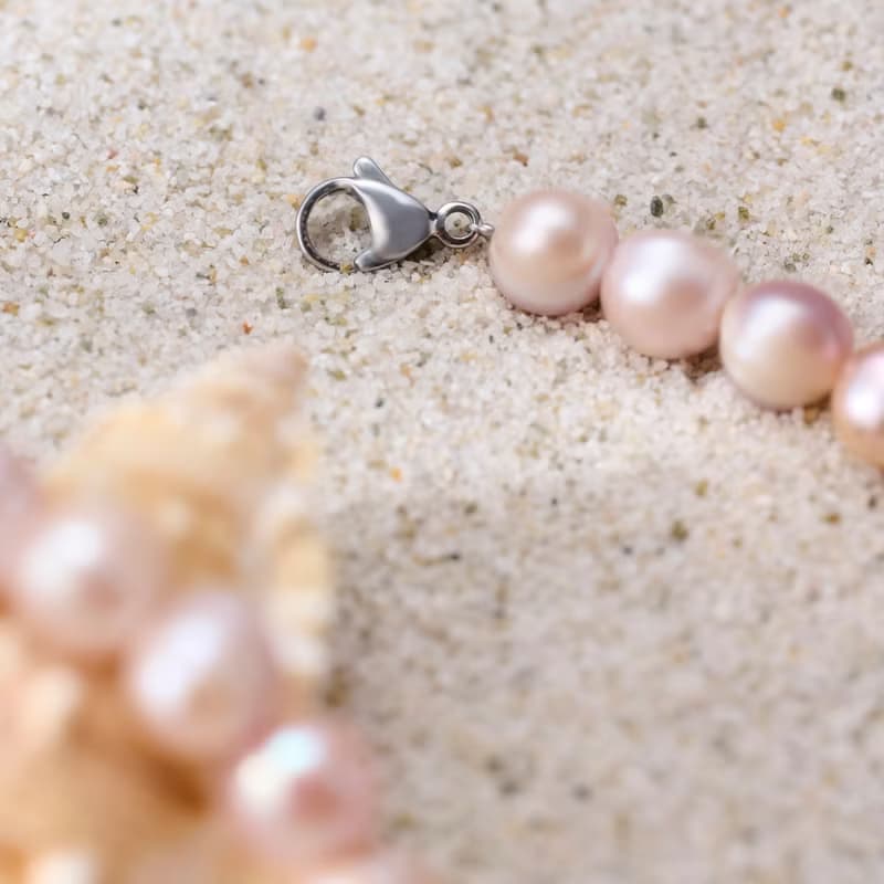 天然粉紫螺紋珍珠項鍊 10–11mm 銀色龍蝦扣 個性時尚 萬聖節禮物