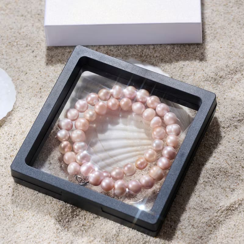 天然粉紫螺紋珍珠項鍊 10–11mm 銀色龍蝦扣 個性時尚 萬聖節禮物