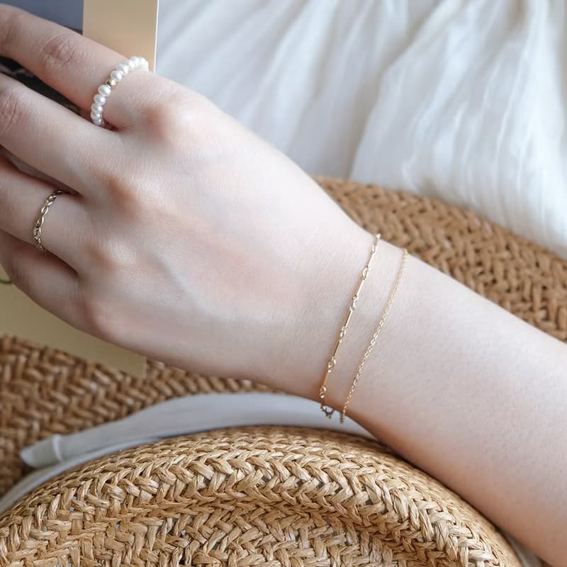 珍珠彈性戒  女生禮物 14K 包金 彈性戒