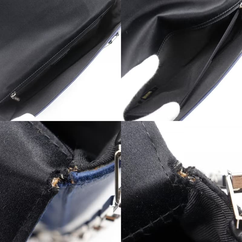 【日本直送】シャネル CHANEL チョコバー ショルダーバッグ チェーンショルダー A17829 サテン 青 レディース【中古】