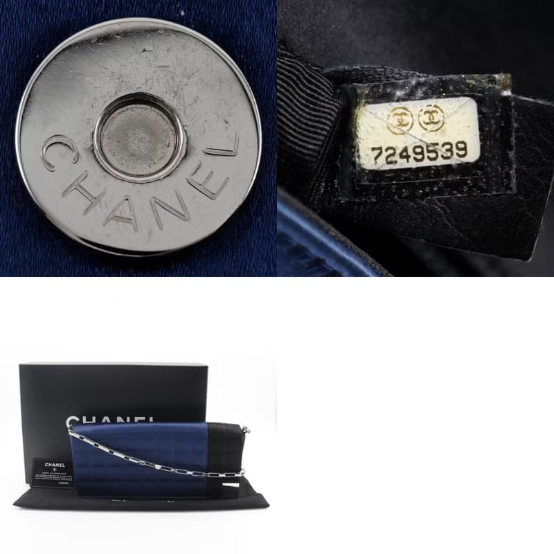 【日本直送】シャネル CHANEL チョコバー ショルダーバッグ チェーンショルダー A17829 サテン 青 レディース【中古】