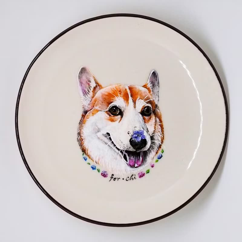壁掛裝飾盤 / 點心盤系列－閃亮亮笑的柯基
