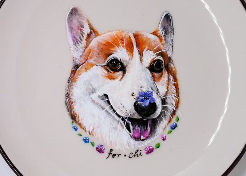 壁掛裝飾盤 / 點心盤系列－閃亮亮笑的柯基