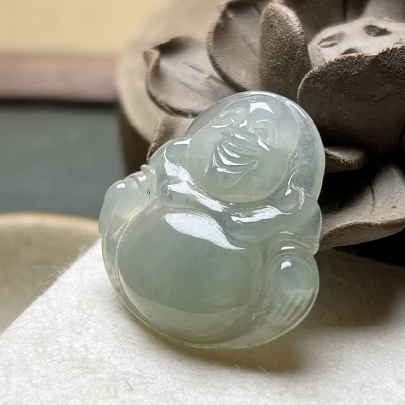 冰種翡翠彌勒佛 | 天然緬甸玉A貨翡翠 | 送禮