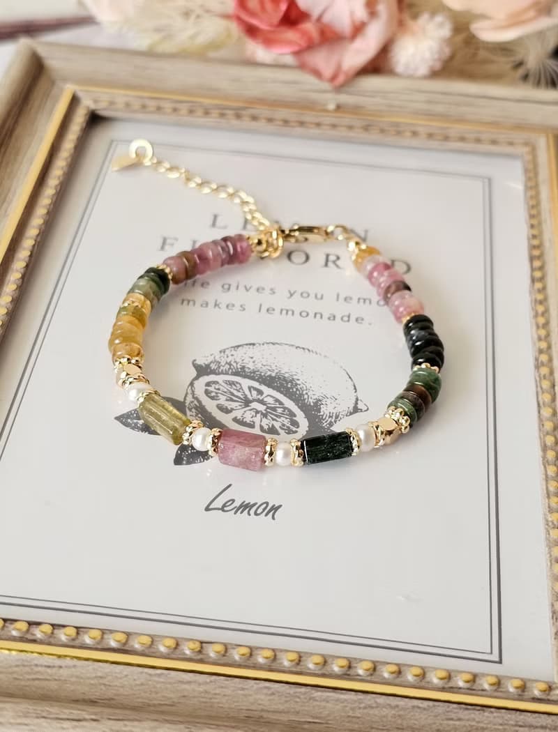 色彩的呼吸-碧璽設計款/優雅輕奢/可改磁扣鍊/水晶手鍊/碧璽扁珠