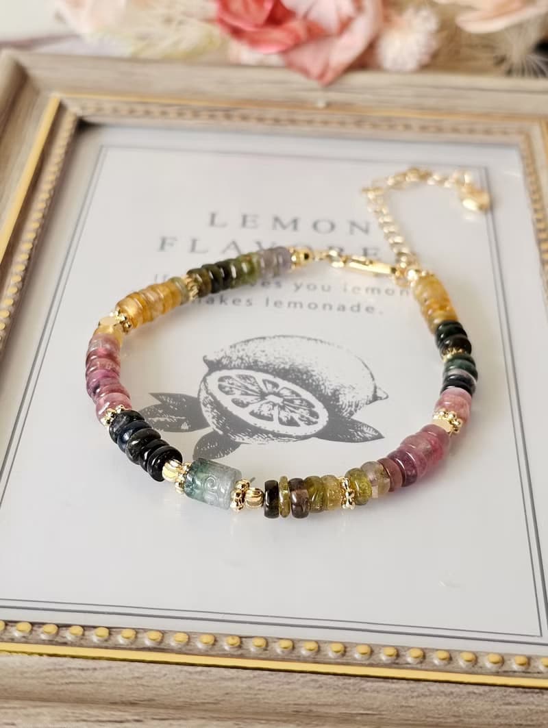 色彩的呼吸-碧璽設計款/優雅輕奢/可改磁扣鍊/水晶手鍊/碧璽扁珠