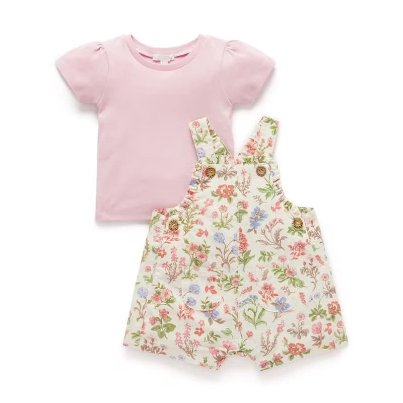 澳洲Purebaby有機棉嬰兒吊帶連身衣套裝 6M-2T 花朵