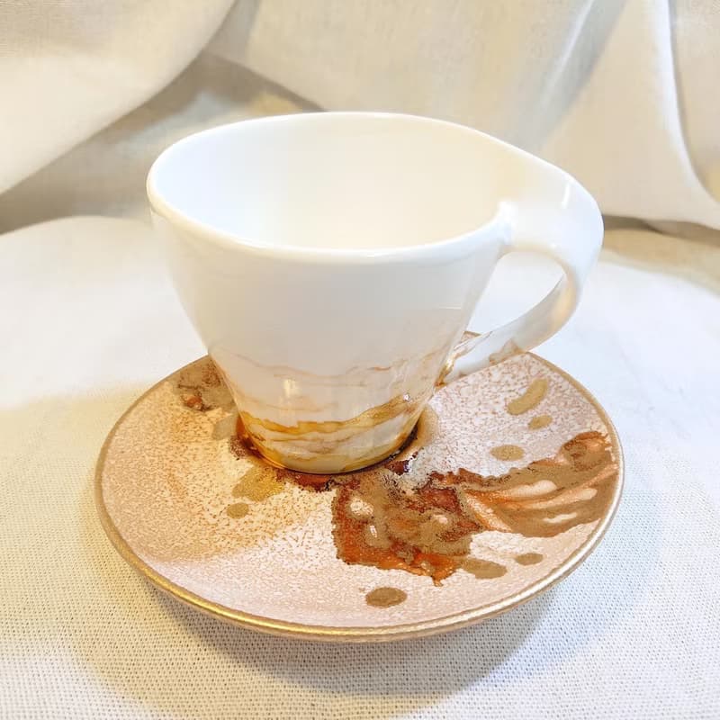 秋色山嵐:流線手把設計咖啡杯/酒精墨水