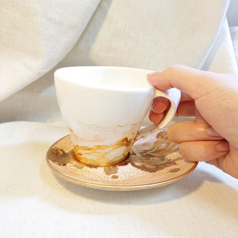 秋色山嵐:流線手把設計咖啡杯/酒精墨水