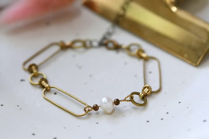 Pearl NO.15│ 珍珠x黃銅 │ 黃銅手鍊