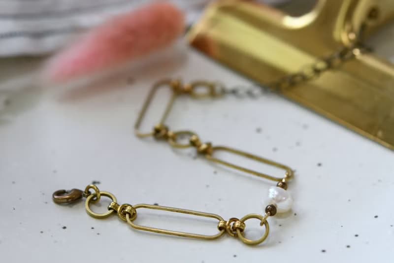 Pearl NO.15│ 珍珠x黃銅 │ 黃銅手鍊