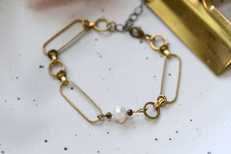 Pearl NO.15│ 珍珠x黃銅 │ 黃銅手鍊