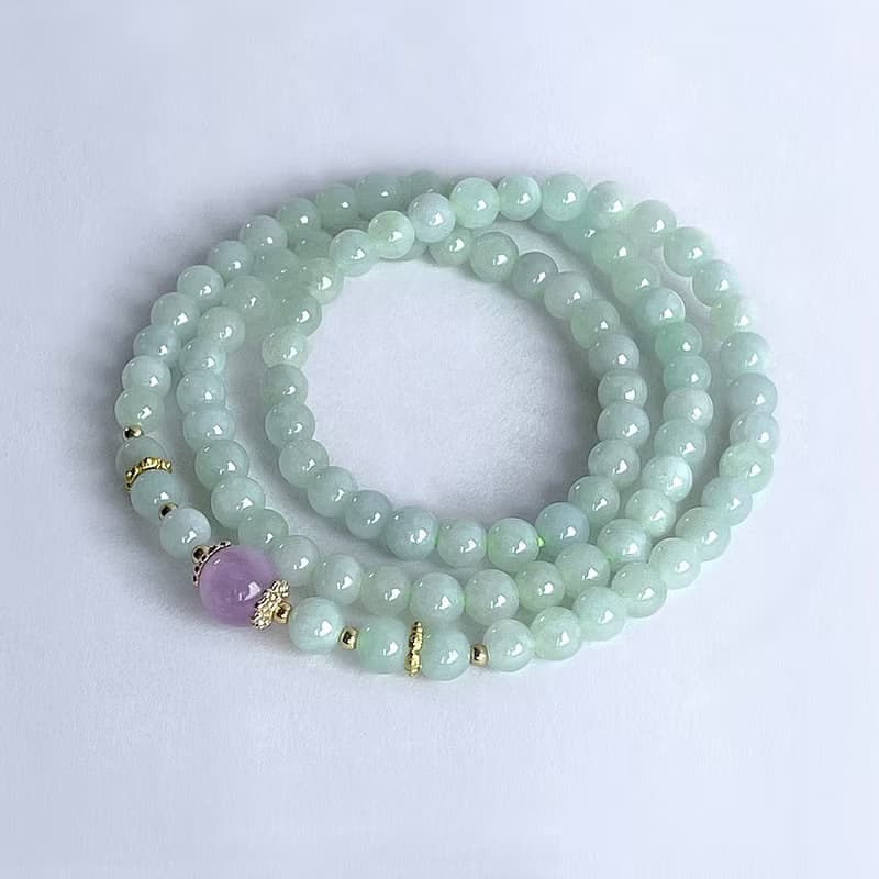 寶石系 天然翡翠 貓眼紫鋰輝 三圈手鍊