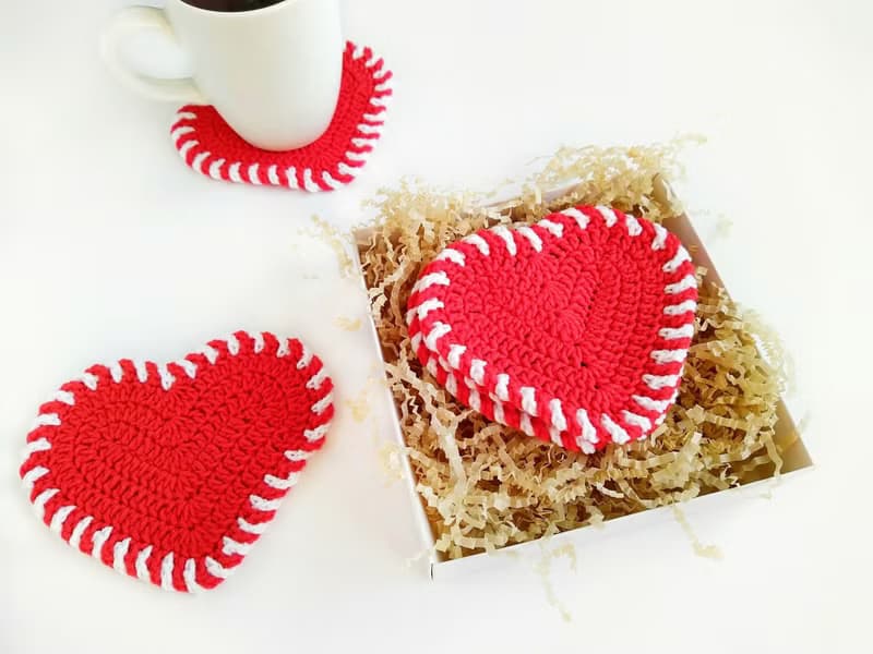 Valentines Day present, Give mom cute gift, Heart coasters, Handmade Valentines