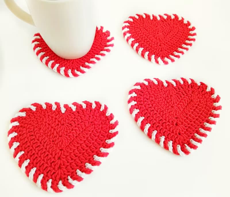 Valentines Day present, Give mom cute gift, Heart coasters, Handmade Valentines