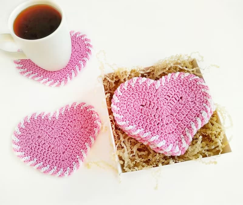 Valentines Day present, Give mom cute gift, Heart coasters, Handmade Valentines