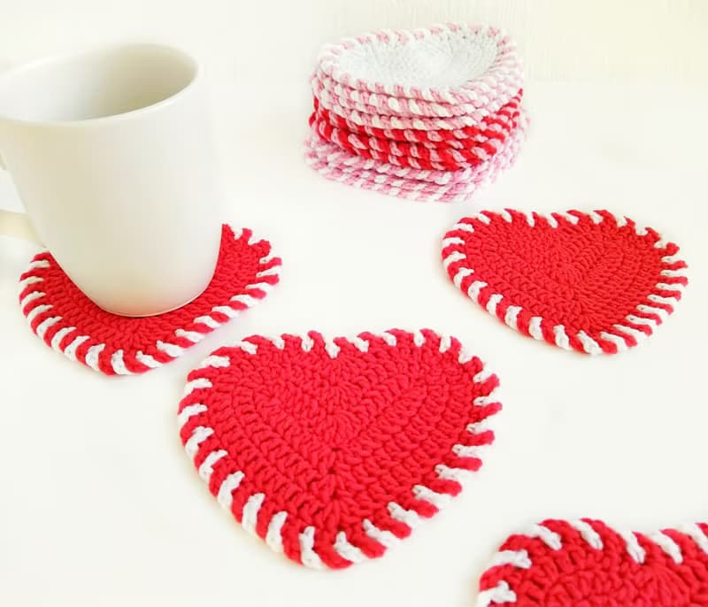 Valentines Day present, Give mom cute gift, Heart coasters, Handmade Valentines