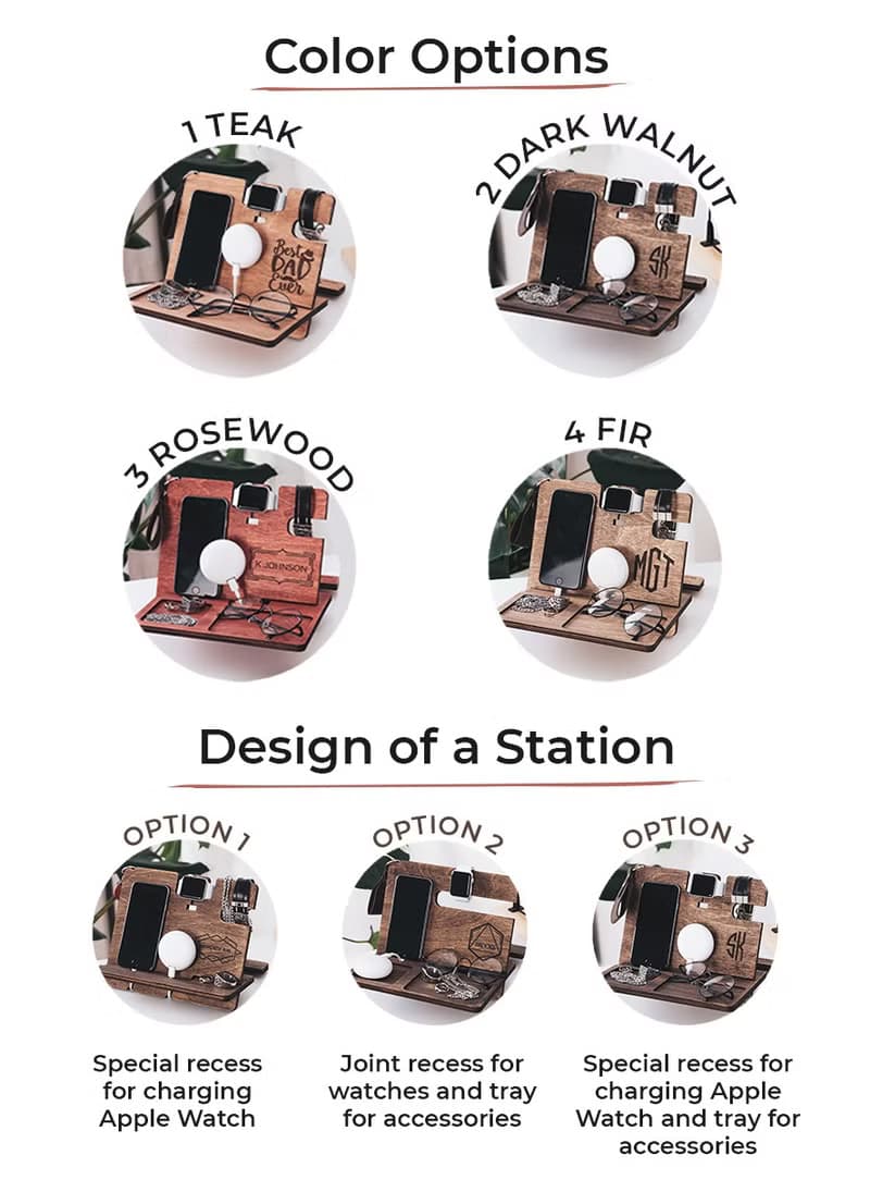 個性化木製擴展塢 鑰匙扣 錢包支架手錶收納包