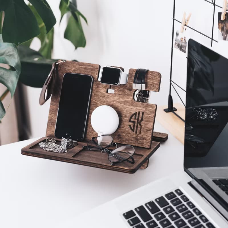 個性化木製擴展塢 鑰匙扣 錢包支架手錶收納包