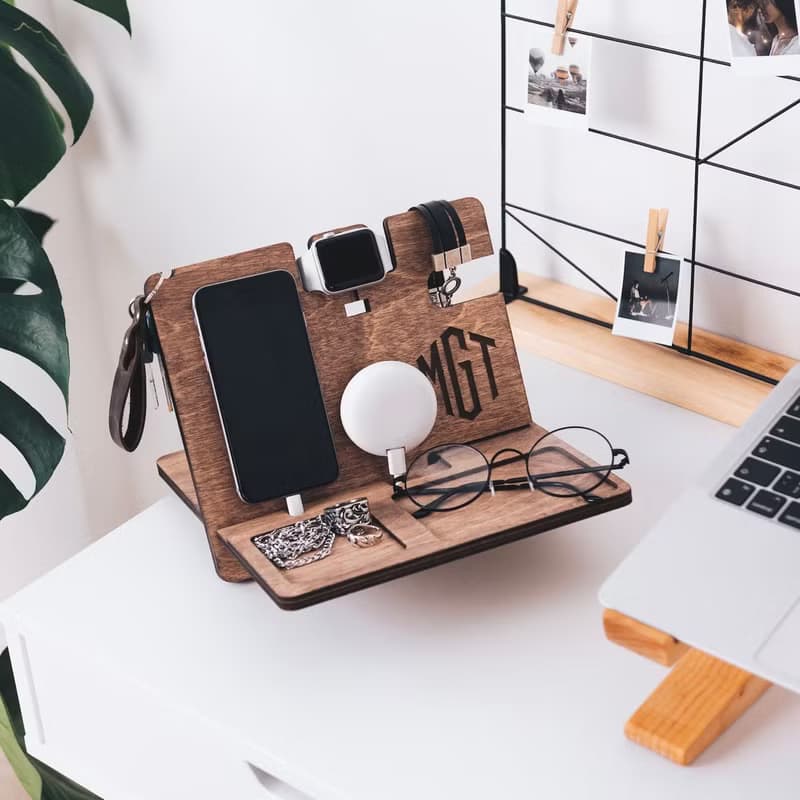 個性化木製擴展塢 鑰匙扣 錢包支架手錶收納包