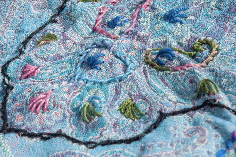 手織圍巾 刺繡羊毛披肩/針織圍巾/刺繡圍巾/羊絨披巾/喀什米爾Cashmere 聖誕節禮物 交換禮物 母親節 父親節-花
