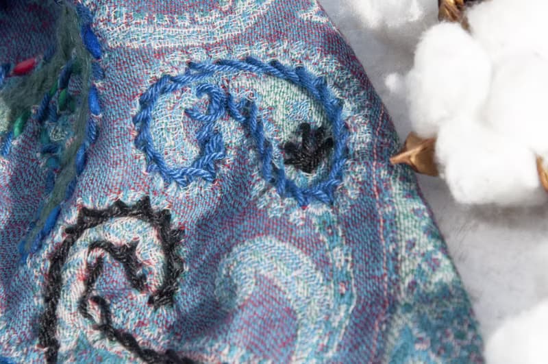 手織圍巾 刺繡羊毛披肩/針織圍巾/刺繡圍巾/羊絨披巾/喀什米爾Cashmere 聖誕節禮物 交換禮物 母親節 父親節-花
