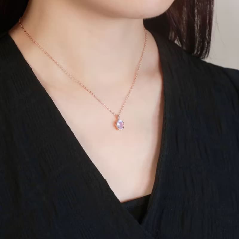 La Joie 藍月亮石閃耀項鏈 (玫瑰金)