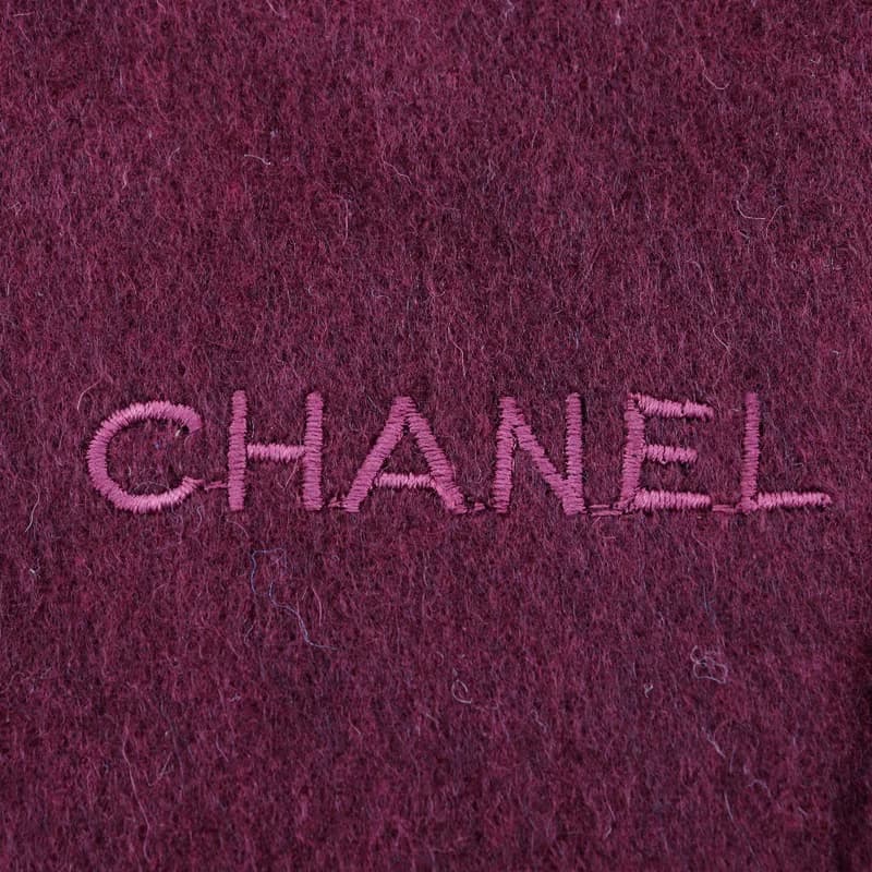 【日本直送】シャネル CHANEL ロゴ マフラー カシミヤ ボルドー レディース【中古】