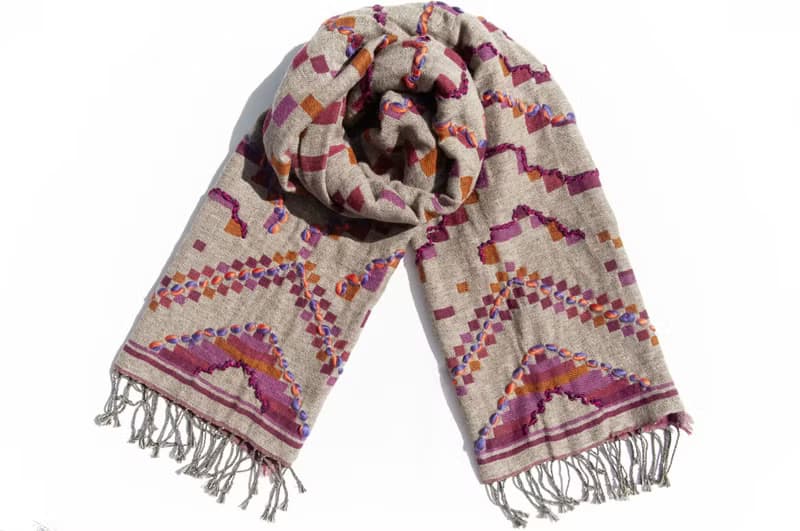 喀什米爾Cashmere/水煮羊毛披肩/針織圍巾/刺繡圍巾/羊絨披巾-粉