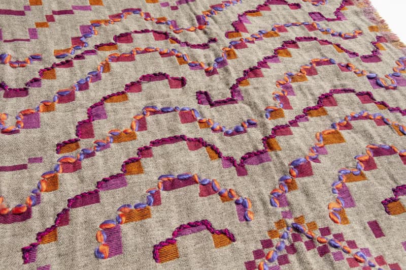 喀什米爾Cashmere/水煮羊毛披肩/針織圍巾/刺繡圍巾/羊絨披巾-粉
