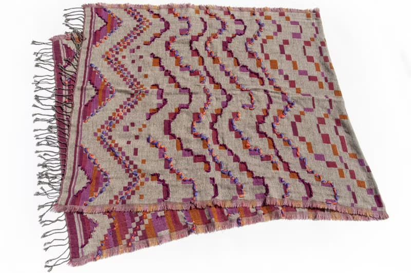 喀什米爾Cashmere/水煮羊毛披肩/針織圍巾/刺繡圍巾/羊絨披巾-粉