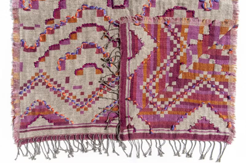 喀什米爾Cashmere/水煮羊毛披肩/針織圍巾/刺繡圍巾/羊絨披巾-粉