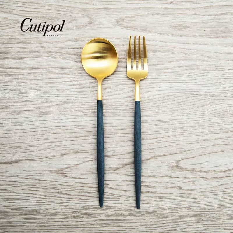 葡萄牙 Cutipol | GOA /  藍金 點心叉匙 二件組