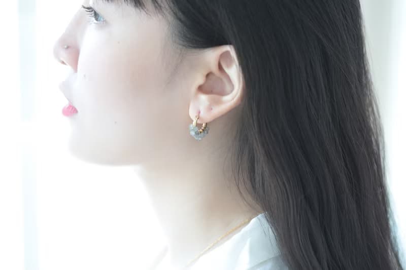 HappyCircle1.5cm│拉長石裙襬款 14kgf 耳夾 藍光 生日 禮物 灰