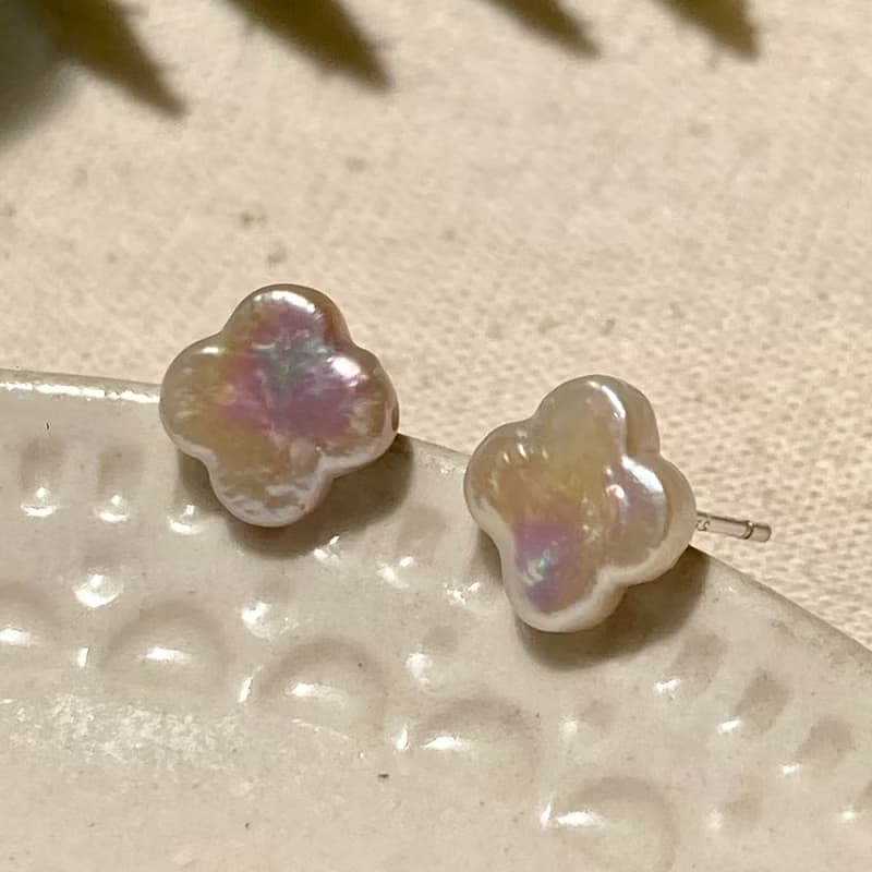 老林雜貨 | 花型珍珠貼耳耳環 (針式 / 夾式)