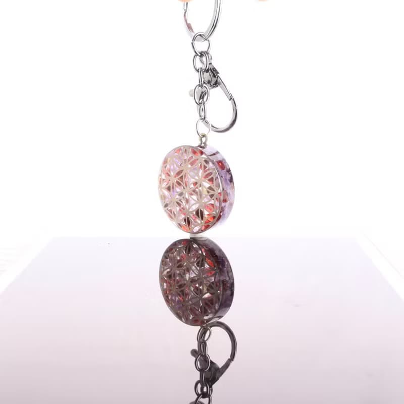 【聖誕飾品】紫水晶石榴石生命之花開運吊飾鑰匙圈可改項鍊療癒