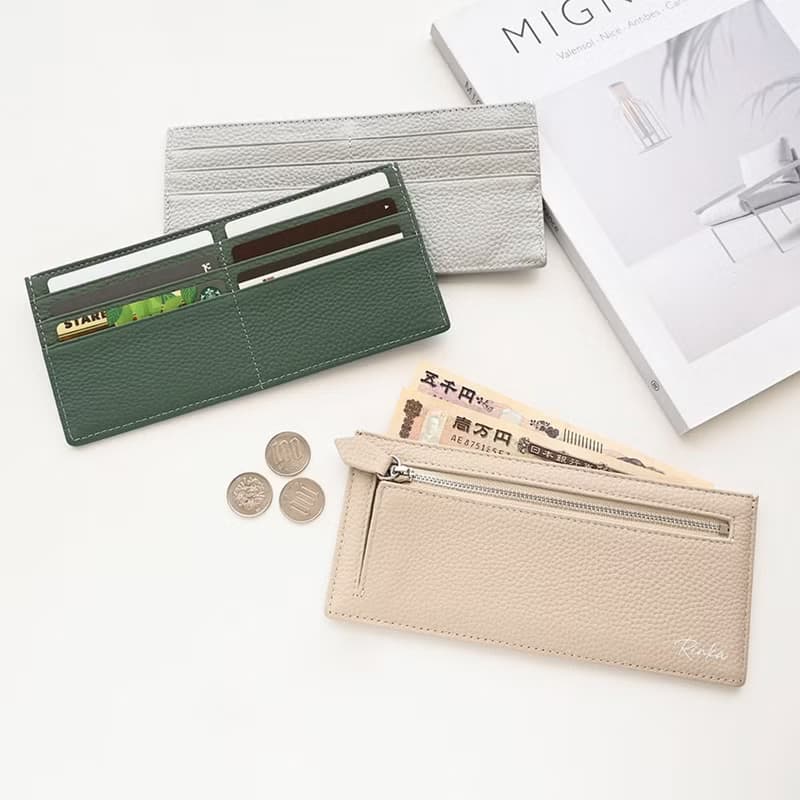 スリム ロングウォレット 【 本革 ニュアンス 名入れ 】 長財布 財布 薄型 ウォレット フラグメントケース ニュアンスカラー 文字入れ HR56U