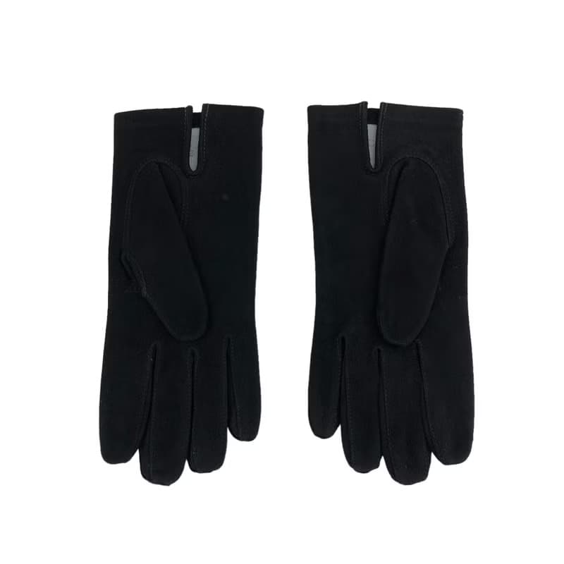 【 日本直送　名牌中古包 】CELINE セリーヌ スエード アーガイル グローブ 手袋 レッド ブラック vintage ヴィンテージ オールド z77scn